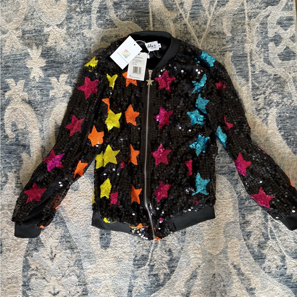 Rainbow Stars Sequin Bomber